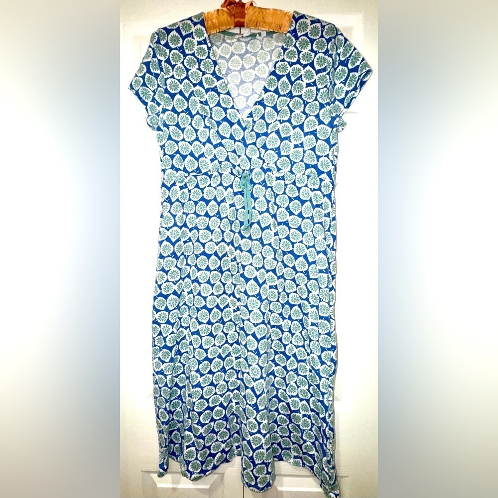 Boden Printed Midi Dress – Blue/Green Floral – Size 8R. GUC